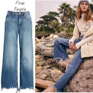 FREE PEOPLE 'Straight Up Baggy' Jeans in Light Blue - Size 27